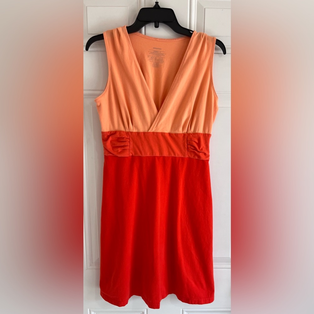 Patagonia Colorblock Ruched‎ Margot A-Line Dress Red Sleeveless Babydoll Women M